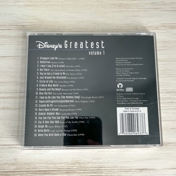 Disney’s Greatest Volume 1 Music CD - Picture 3 of 4